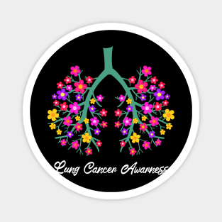 Flowers Lung Cancer Awareness Gift White Ribbon Design Magnet